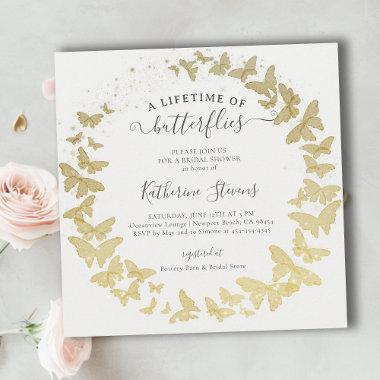 Lifetime Butterflies Wreath Modern Bridal Shower Invitations