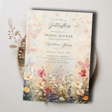 Lifetime Butterfly Peach Wildflower Bridal Shower Invitations