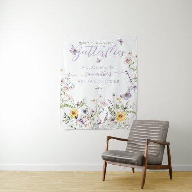 Lifetime of Butterflay Purple Floral  Tapestry