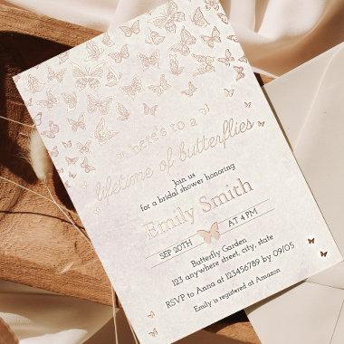 Lifetime of Butterflies Bridal Shower Foil Invitations