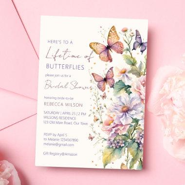 Lifetime of Butterflies floral bridal shower Invitations