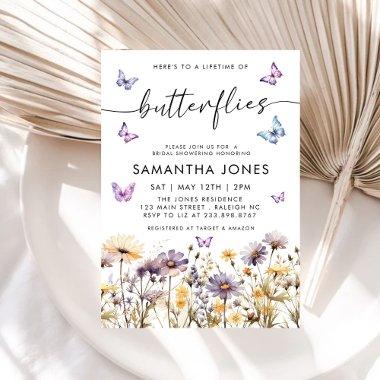 Lifetime of Butterflies Floral Bridal Shower Invitations