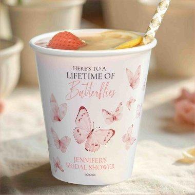 Lifetime of Butterflies Pink Blush  Paper Cups