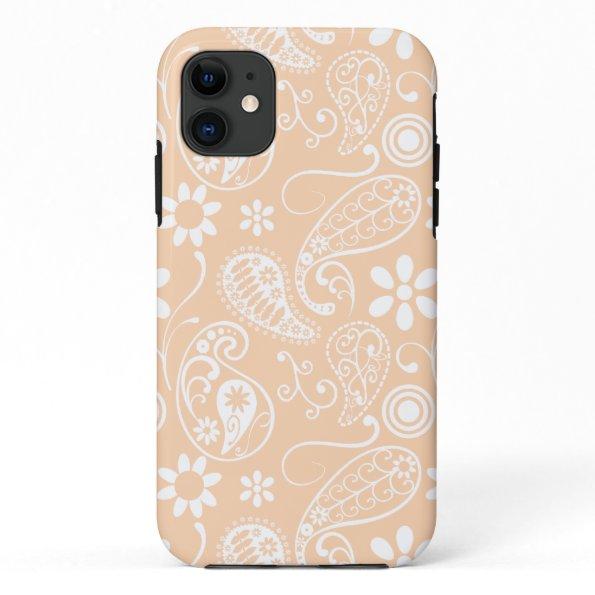 Light Apricot Paisley; Floral iPhone 11 Case