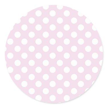 Light Baby Pink & White Polka Dots Birthday Party Classic Round Sticker