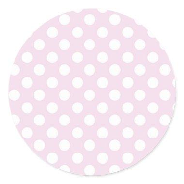 Light Baby Pink & White Polka Dots Birthday Party Classic Round Sticker