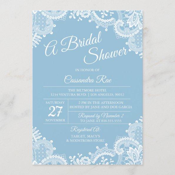 Light Blue and Lace Bridal Shower Invitations