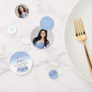 Light Blue and Silver Elegant Photo Confetti