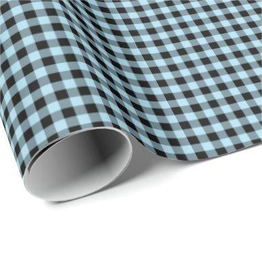 Light Blue | Black Gingham Wrapping Paper