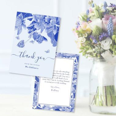 Light Blue Butterfly flowers Bridal Shower Thank You Invitations
