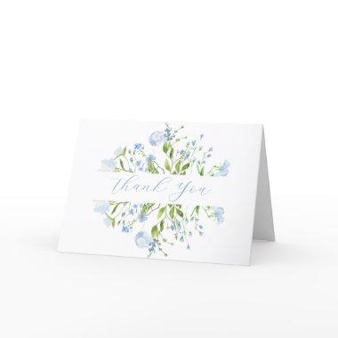 Light Blue Floral  Folded Thank You