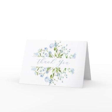 Light Blue Floral Bridal Shower Folded Thank You Invitations