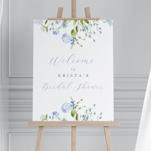 Light Blue Floral  Welcome Foam Board