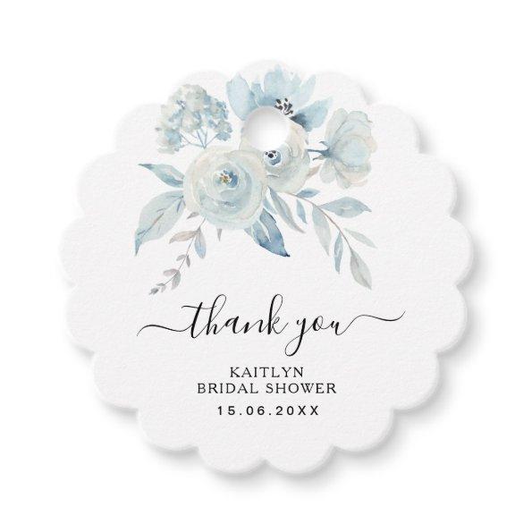 light blue flowers Bridal shower favor tags