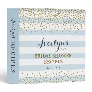 Light Blue Gold Glitter  Recipe Book 3 Ring Binder