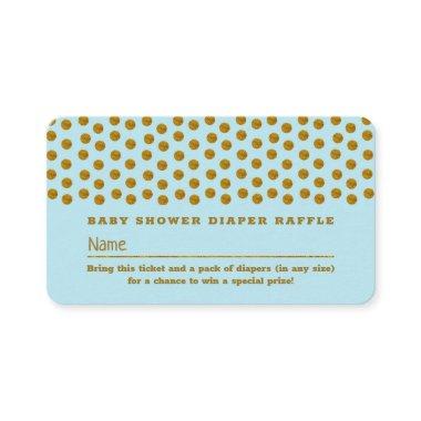 Light Blue & Gold Polka Dot , Diaper Raffle Ticket Enclosure