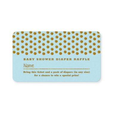 Light Blue & Gold Polka Dot , Diaper Raffle Ticket Enclosure Invitations