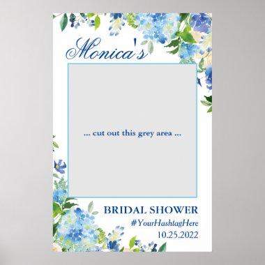 Light Blue Hydrangea Bridal Shower Photo Prop Poster