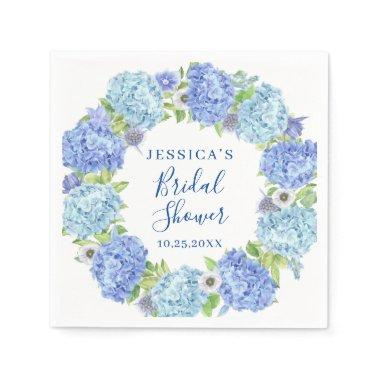 Light Blue Hydrangea Floral  Paper Napkins