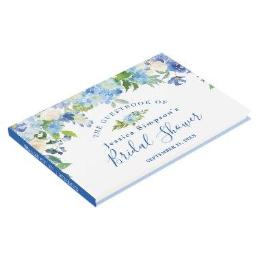 Light Blue Hydrangea Floral Greenery Bridal Shower Guest Book