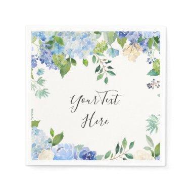 Light Blue Hydrangea Floral PARTY Paper Napkins