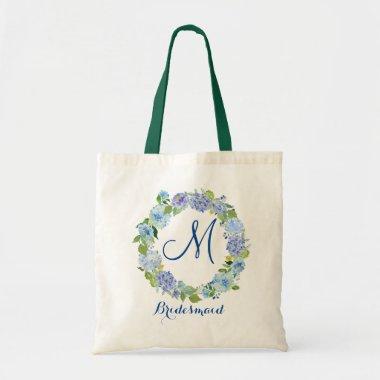 Light Blue Hydrangeas Floral Bridesmaid Tote Bag
