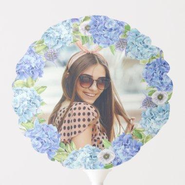 Light Blue Hydrangeas Floral PHOTO Bridal Shower Balloon