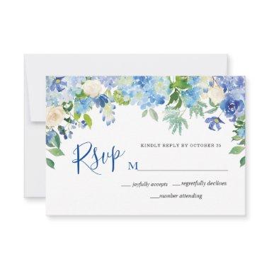 Light Blue Hydrangeas Floral Watercolor  RSVP Card