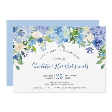 Light Blue Hydrangeas Greenery Bridesmaids Brunch