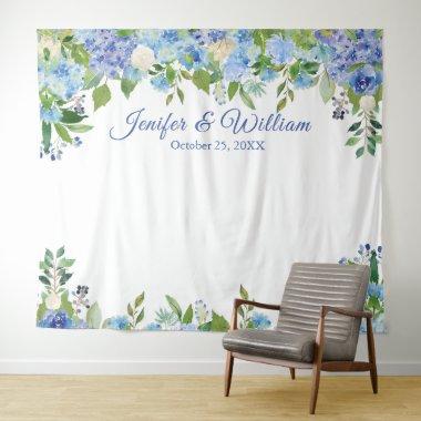 Light Blue Hydrangeas Wedding Photo Booth Backdrop