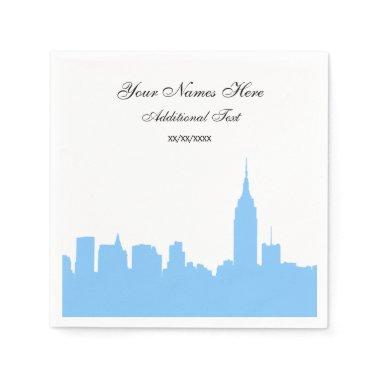 Light Blue NYC Skyline Silhouette, ESB Paper Napkins