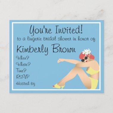 Light blue pin up girl bridal shower Invitations
