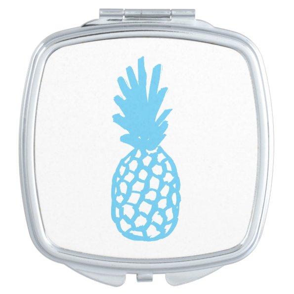 Light Blue Pineapple Compact Mirror