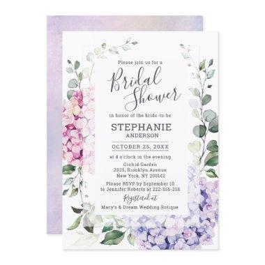 Light Blue Pink Hydrangea Eucalyptus