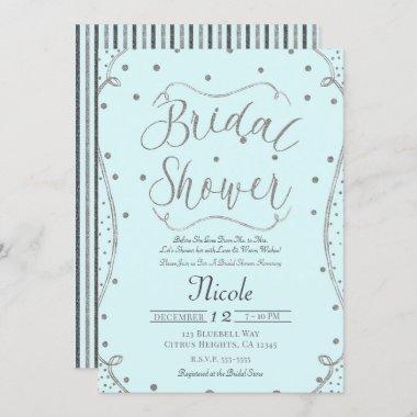 Light Blue & Silver Bridal Shower Invitations