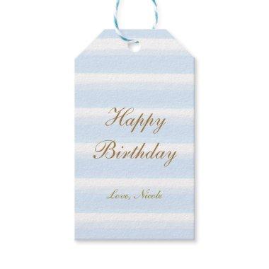 Light Blue Watercolor Stripes Gift Tag