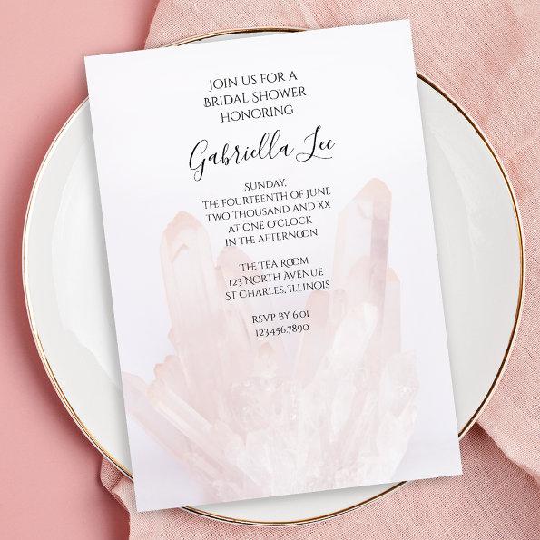 Light Blush Pink Crystals Bridal Shower Invitations
