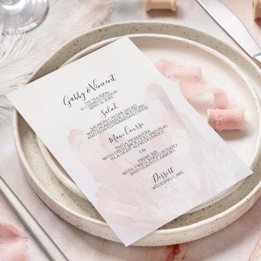 Light Blush Pink Crystals Wedding Menu