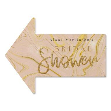 Light Gold Glitter Bridal Shower Arrow Sign