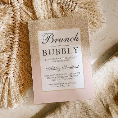 Light gold glitter brunch bubbly bridal shower Invitations