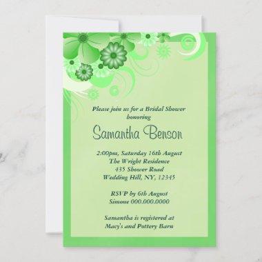 Light Green Floral Wedding Bridal Shower Invites