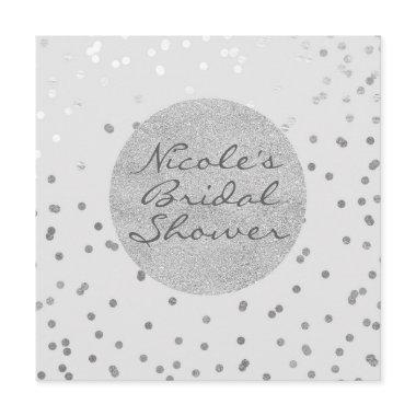 Light Grey & Silver Shiny Confetti Dots Modern Invitations