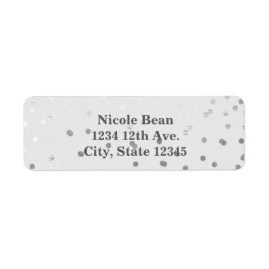 Light Grey & Silver Shiny Confetti Dots Modern Label