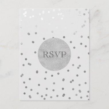 Light Grey & Silver Shiny Confetti Dots RSVP Invitation PostInvitations