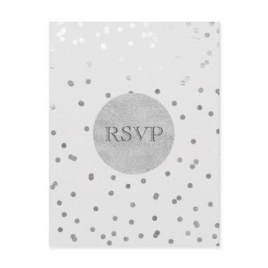 Light Grey & Silver Shiny Confetti Dots RSVP Invitation PostInvitations