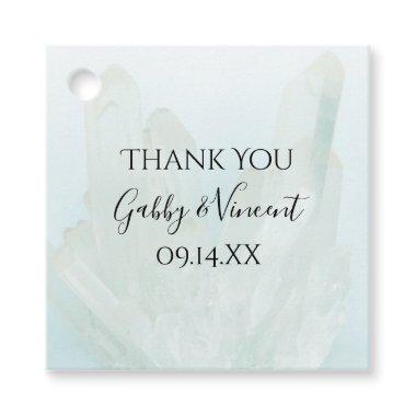 Light Ice Blue Crystals Wedding Thank You Favor Tags