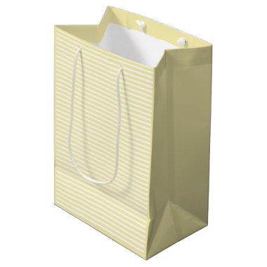 Light Ivory White Stripes Patterns Elegant Stylish Medium Gift Bag