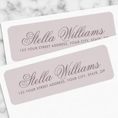 Light muted lavender calligraphy script label