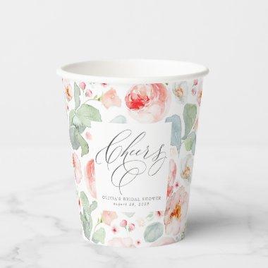 Light Pink Floral Elegant Cheers Paper Cups