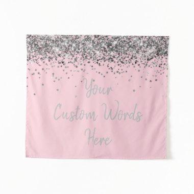Light Pink Silver Birthday Party Photo Booth Prop Tapestry